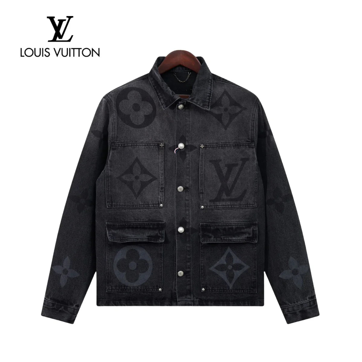 Fashion Casual Printed Black Grey Straight Denim Suit 1025031104