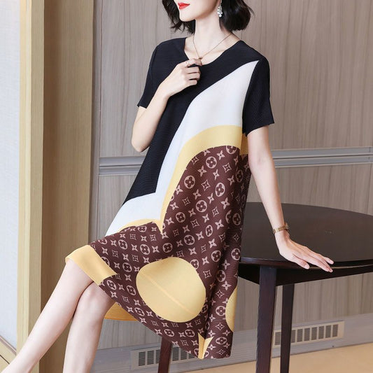 Fashion printed pleated dress PD10062007