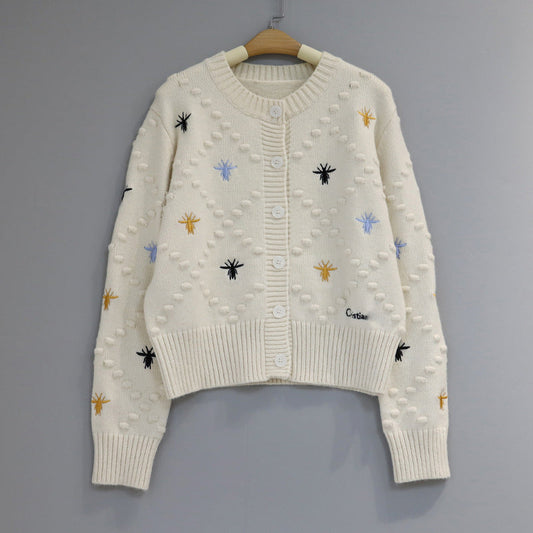 Colorful Bee Embroidered Knit Cardigan 1025090210