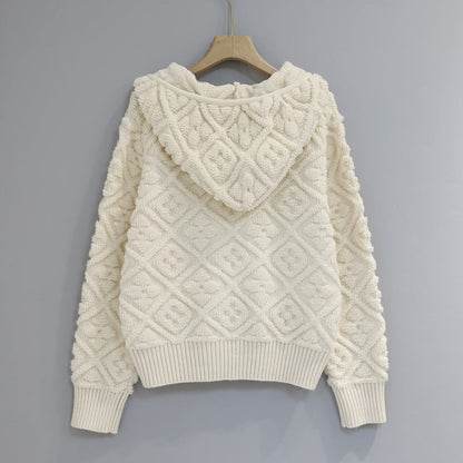3D Jacquard Zipper Hooded Sweater 1025090209