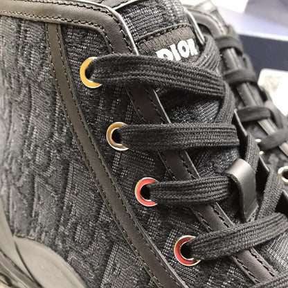 B28 High Top Sneaker Black Oblique Jacquard and Rubber