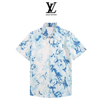 New fashion versatile printed lapel short sleeves 1024042206
