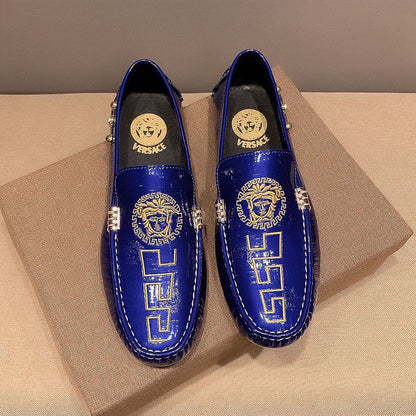 VS Medusa Embroidered Patent Leather Driver Shoes 1824091905