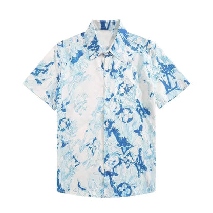 New fashion versatile printed lapel short sleeves 1024042206