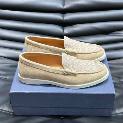 Classic printed canvas embellished men's casual loafers 1824042201