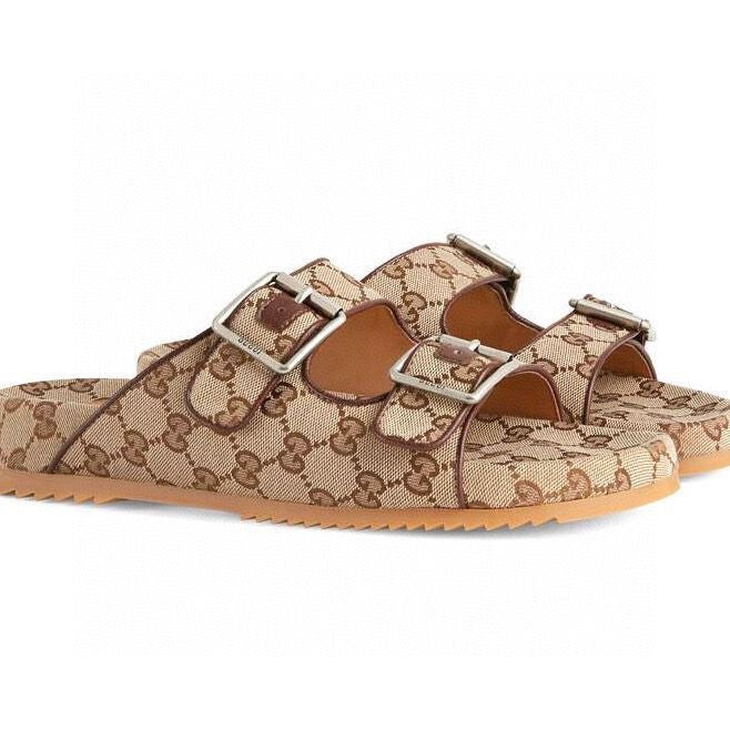 Luxury g pattern side buckle soft slipper sandals