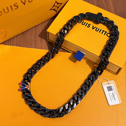 Black Metal Cuban Necklace XC0823101602