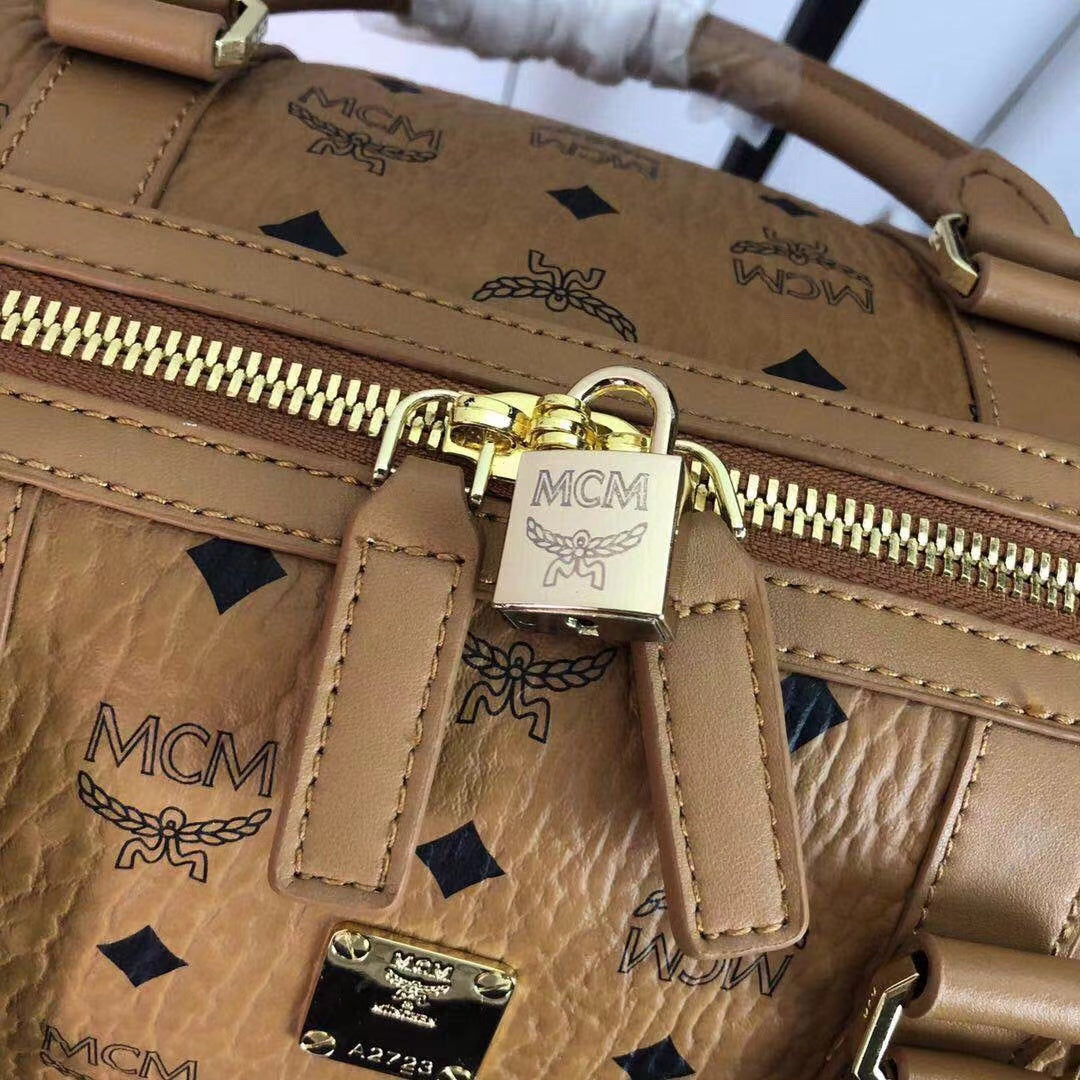 M Brown leather large size Travel Bag portable with diagonal span