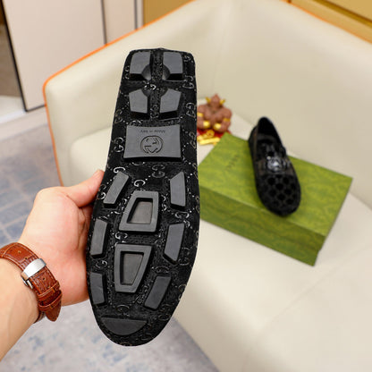 G fashion all-black printed slip-ons 0724091402