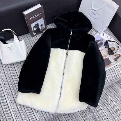 PR autumn and winter contrast color hooded jacket (double-sided) 1824101201