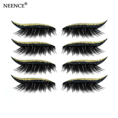 NEENCE® 8 Colors Reusable Eyeliner and Eyelash Stickers with Glitter