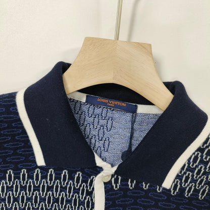 LV  Checkerboard mercerized cotton knitted short sleeves 1825022817