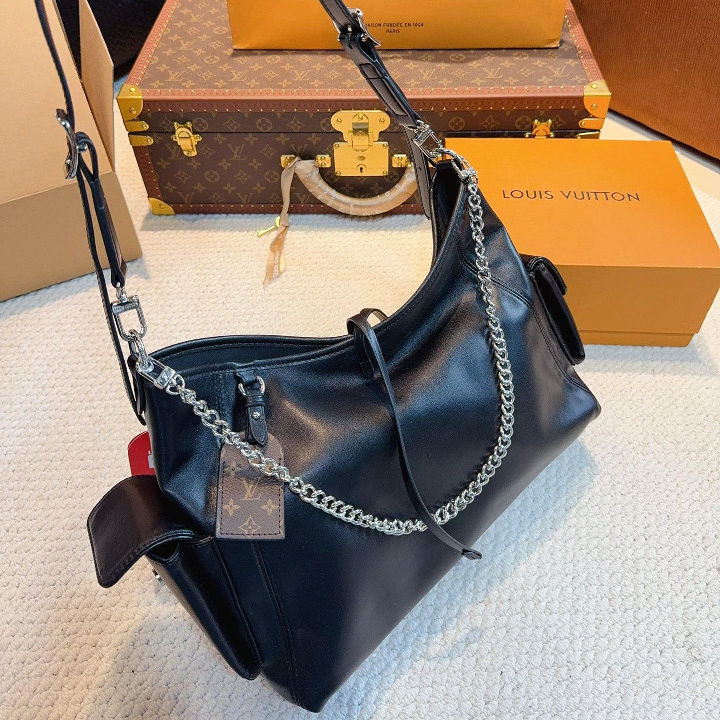 High-end black carryall tote bag 1824032203