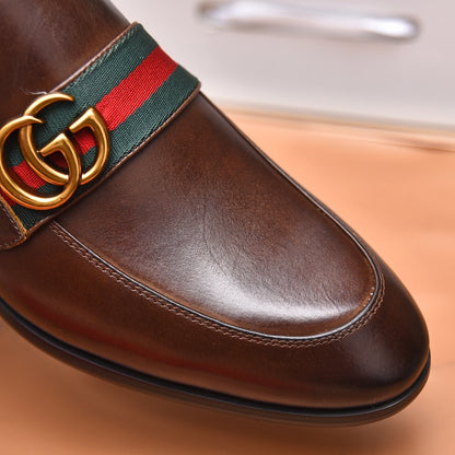 Gentleman Men's Shoes Leather Popular Classic Presbyterian Pattern Loafers G07