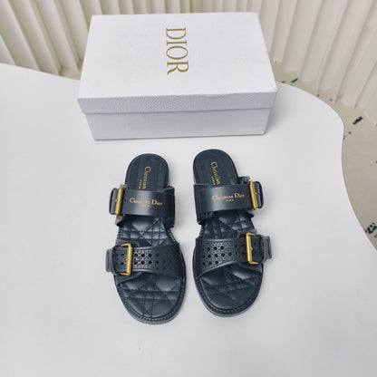 CD Cow leather cutout flat sandals 1825022816