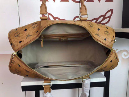 M Brown leather large size Travel Bag portable with diagonal span