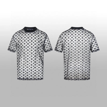 New Short Sleeve Tshirt Overlapping Black and White Mesh 1025051617