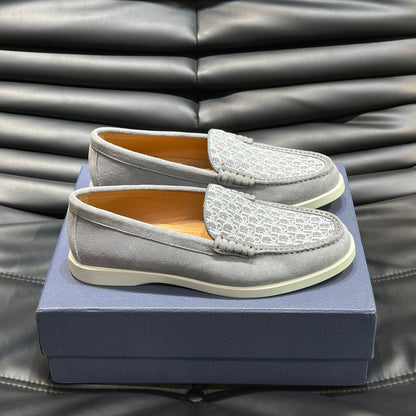 Classic printed canvas embellished men's casual loafers 1824042201