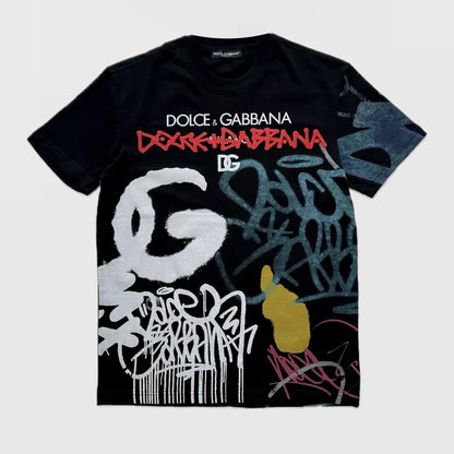 Limited New Graffiti Round Neck Short Sleeve T-Shirt 3D1025042902