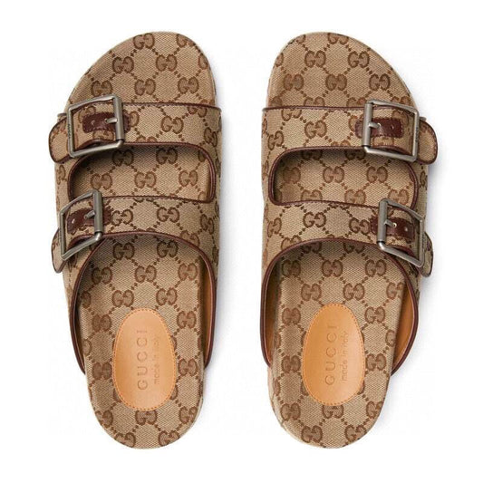 Luxury g pattern side buckle soft slipper sandals