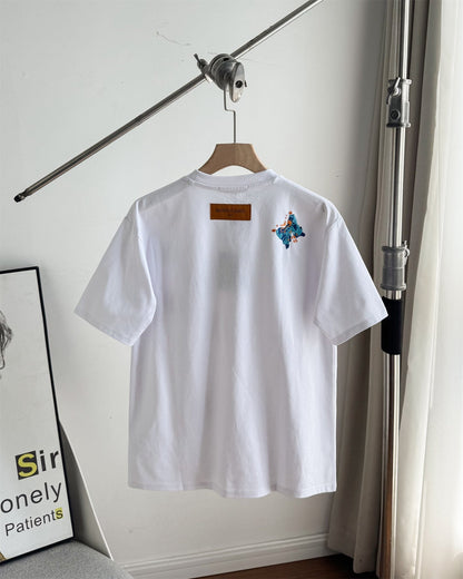 LV Unisex butterfly embroidered T-shirt 1825052210