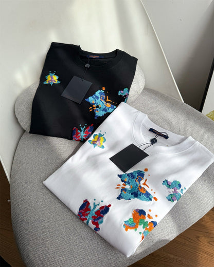 LV Unisex butterfly embroidered T-shirt 1825052210