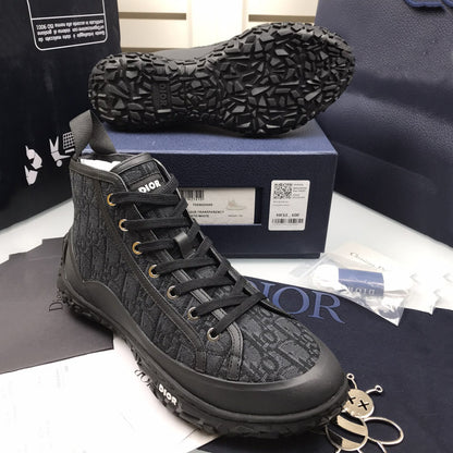 B28 High Top Sneaker Black Oblique Jacquard and Rubber