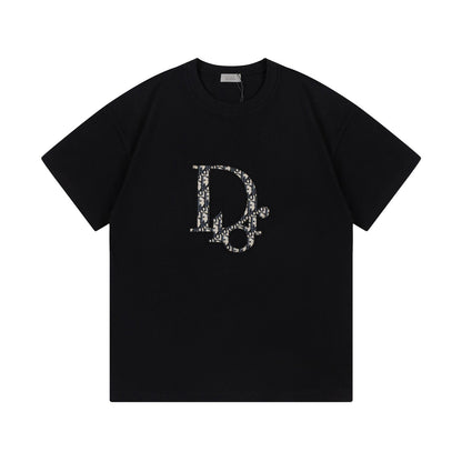 Trendy fashion full print short-sleeved high street loose cotton T-shirt D-23030958