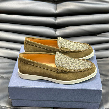 Classic printed canvas embellished men's casual loafers 1824042201