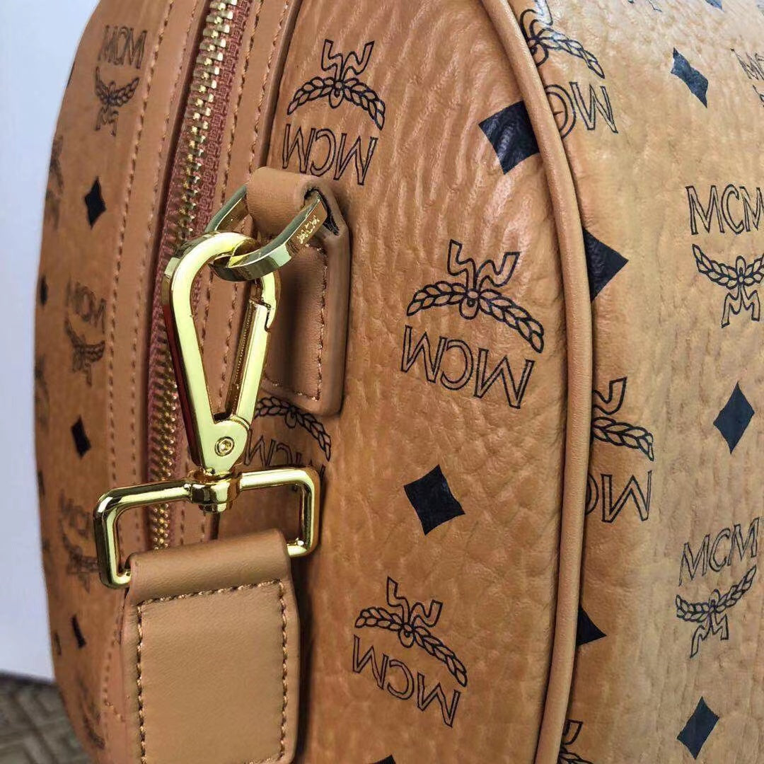 M Brown leather large size Travel Bag portable with diagonal span