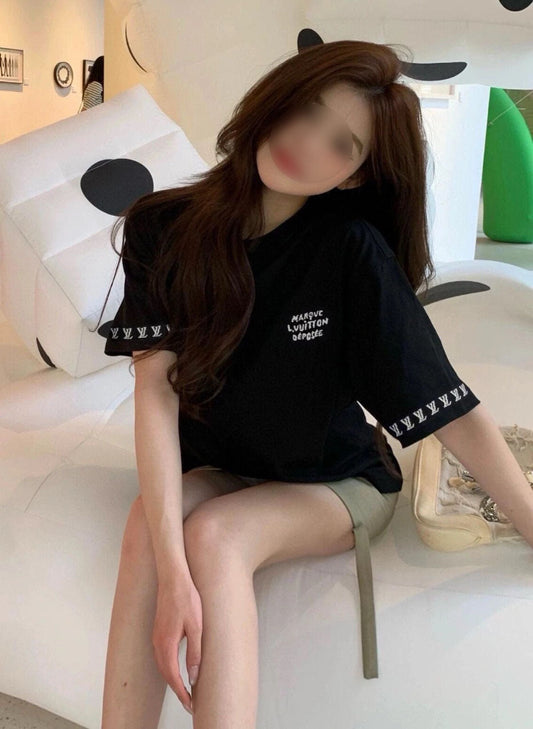 LV  Knitted short-sleeved T-shirt unisex 1825052209