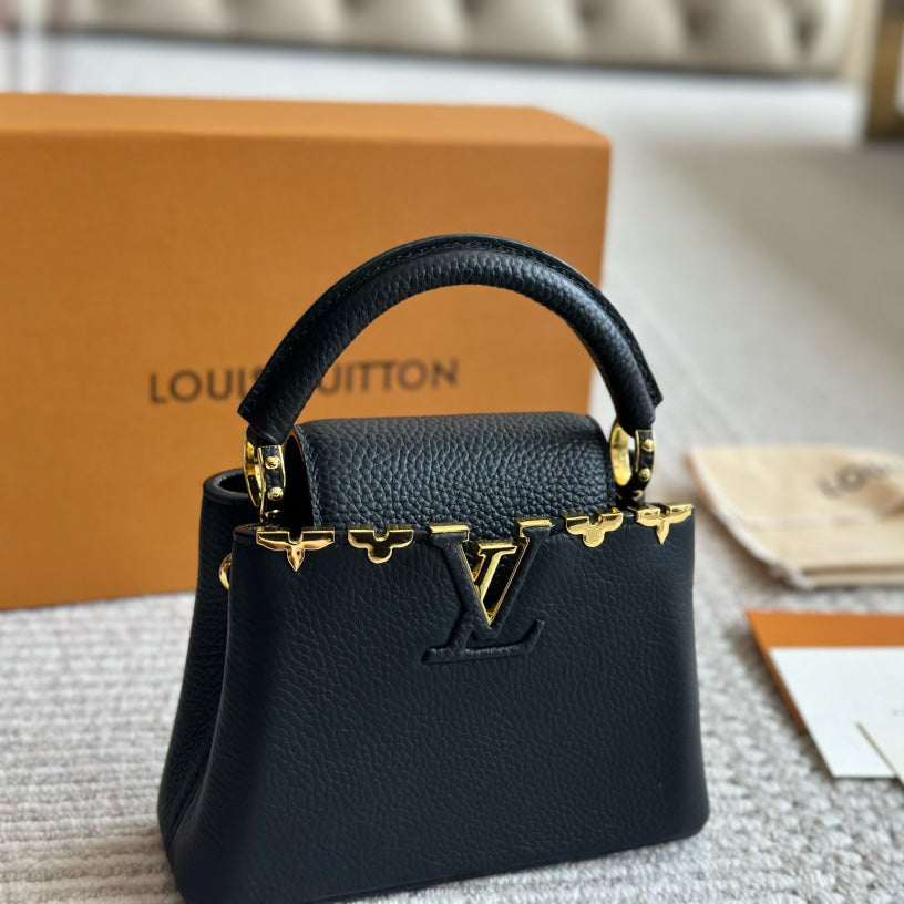 Mini Capucines Metallic Flower Trim Handbag 1824042605