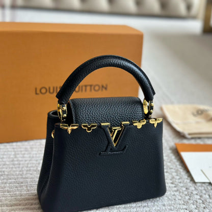 Mini Capucines Metallic Flower Trim Handbag 1824042605