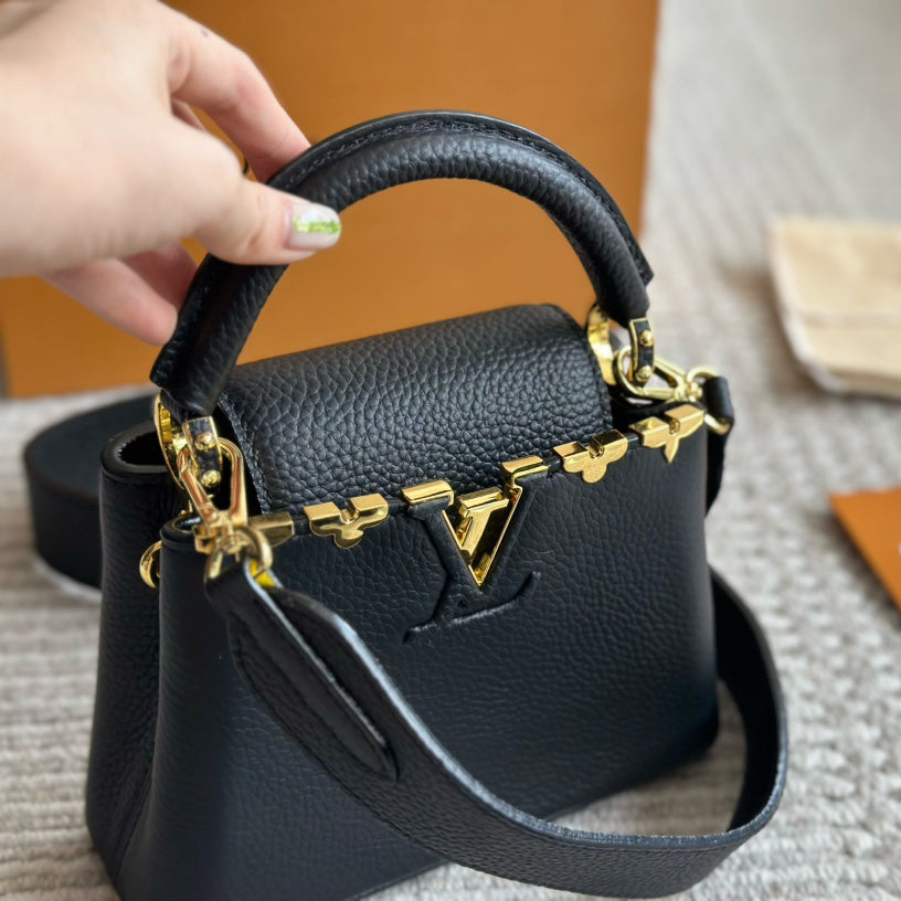 Mini Capucines Metallic Flower Trim Handbag 1824042605