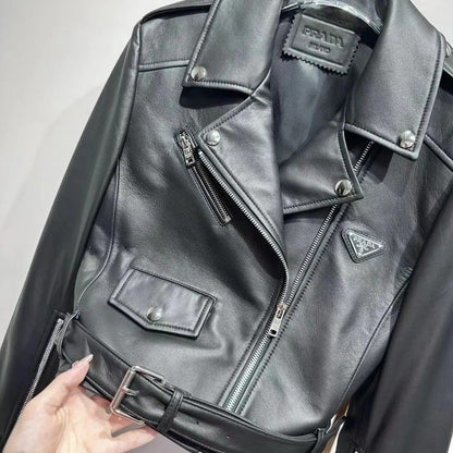 New Leather Short Motorcycle Jacket Lapel Coat 1024032029