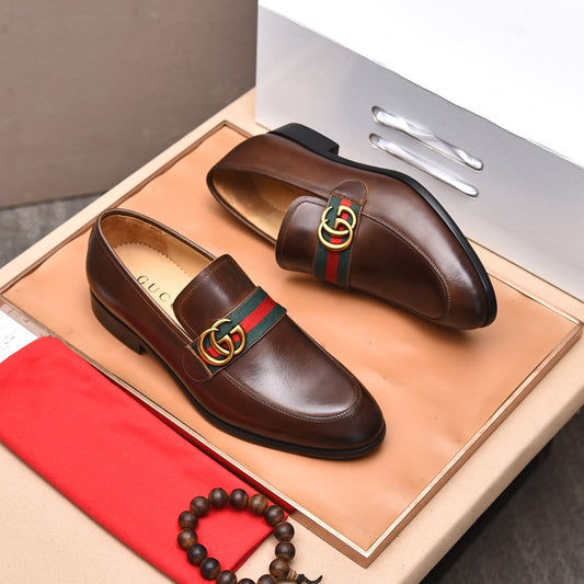 Gentleman Men's Shoes Leather Popular Classic Presbyterian Pattern Loafers G07