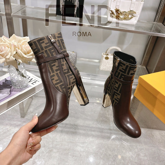 FD Round toe leather Delfina boots 1824111503
