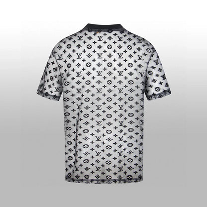 New Short Sleeve Tshirt Overlapping Black and White Mesh 1025051617