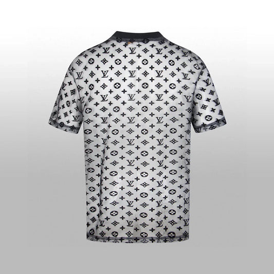 New Short Sleeve Tshirt Overlapping Black and White Mesh 1025051617