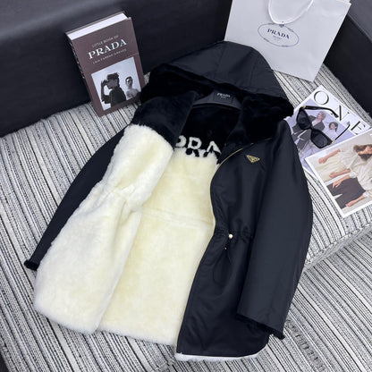 PR autumn and winter contrast color hooded jacket (double-sided) 1824101201