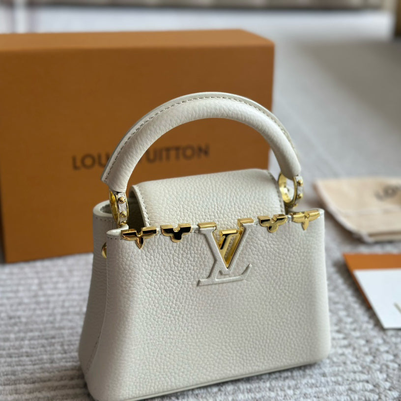 Mini Capucines Metallic Flower Trim Handbag 1824042605