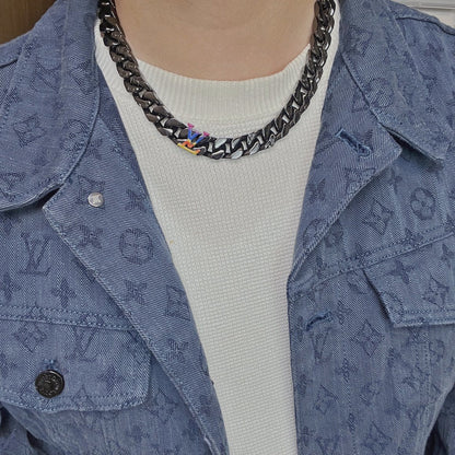 Black Metal Cuban Necklace XC0823101602