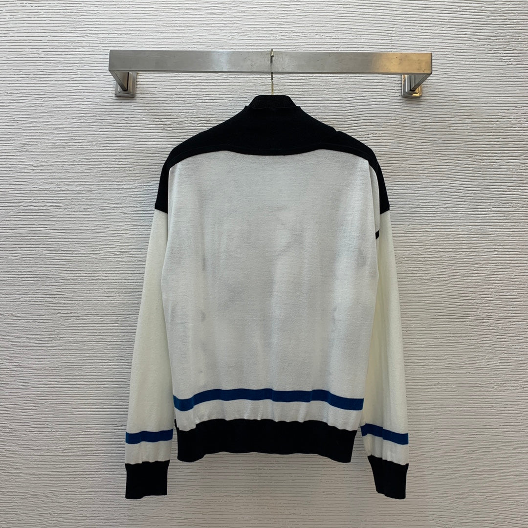 HM Twill silk paneled stretch knit sweater 1824102701