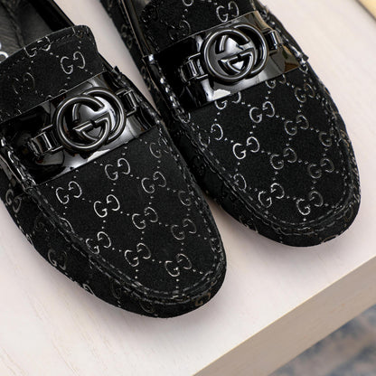 G fashion all-black printed slip-ons 0724091402