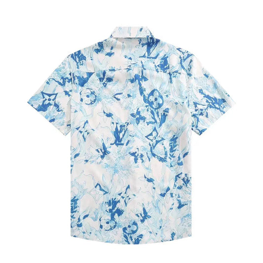 New fashion versatile printed lapel short sleeves 1024042206
