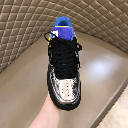 Tripartite Joint Bright Leather Embossed Contrast Color Sneakers XC1623071703