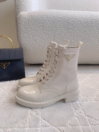 PRD Fashion White Leather High Top Boots 0724101804