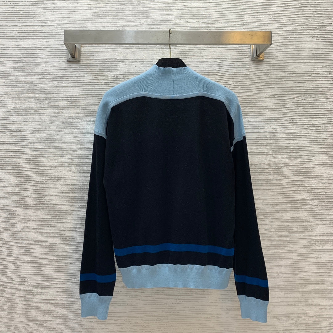 HM Twill silk paneled stretch knit sweater 1824102701