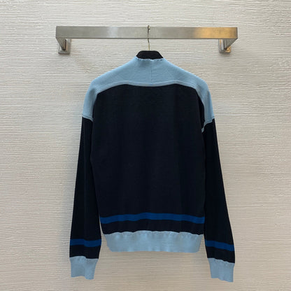 HM Twill silk paneled stretch knit sweater 1824102701