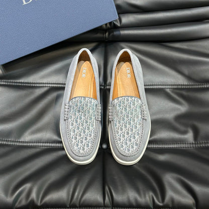 Classic printed canvas embellished men's casual loafers 1824042201
